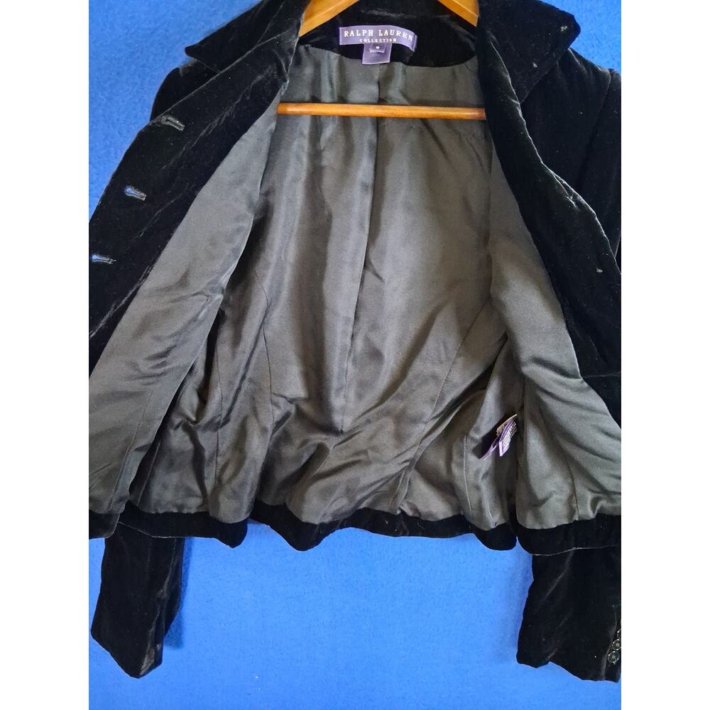 Vtg Ralph Lauren Purple Label Collection Black Velvet Blazer Jacket Womens Sz 8 - Picture 5 of 16